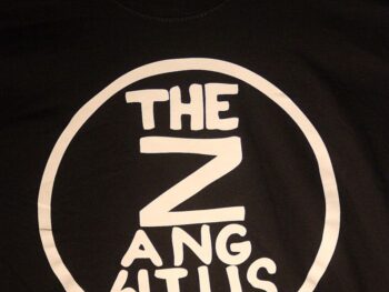 The Zangwills original band logo available in a black cotton T with white logo.